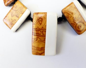 Gold and White Mica Shift Pendant/Golden Jewelry/Golden and white jewelry/golden and white necklace/gold and white jewelry/gold and white necklace