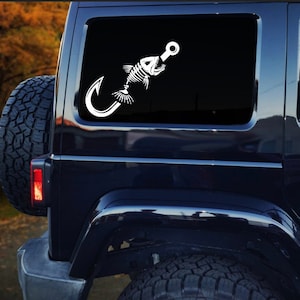 Skelet vishaak vinyl autostickers.  Premium weerbestendige stickers voor binnen of buiten, waterflesstickers, laptopstickers.
