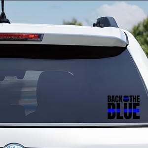 Achterkant van de blauwe sticker.  Premium vinyl autostickers, waterflesstickers, laptopsticker, raamstickers.