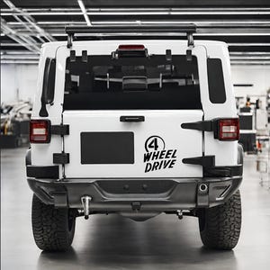 4 WIELAANDRIJVING, vinyl auto- en vrachtwagensticker.  Premium weerbestendige stickers voor binnen of buiten, waterflesstickers, laptopsticker, fietssticker.