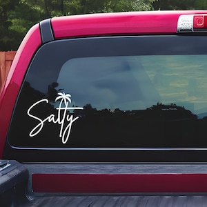 Salty vinyl sticker voor auto's en vrachtwagens. Premium weerbestendige stickers voor binnen of buiten, waterflesstickers, laptopsticker, fietssticker.