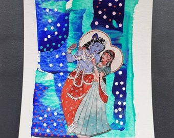 Peinture collage divinités indiennes
