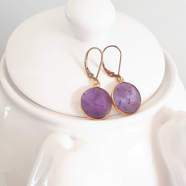 Boucles d'oreilles améthystes - dormeuses