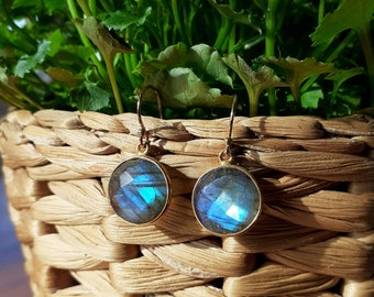 Boucles labradorites plaqué or