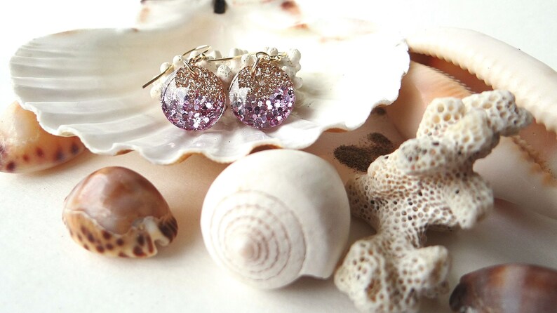 Handmade sequined resin earrings