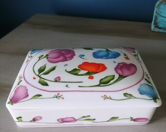Vintage Horchow Porcelain Two Deck Card Trinket Dish Box