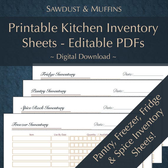 Printable Editable Kitchen Inventory Home Management Etsy