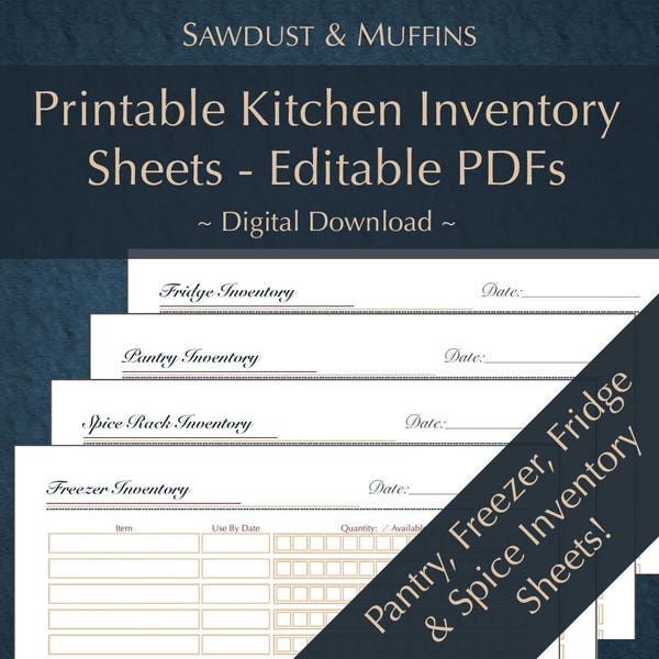 Printable/ Editable / Kitchen Inventory/ Home Management/ Pantry/ Freezer/Fridge/Spices/ Household Management PDF/Binder/Planner/Inventories