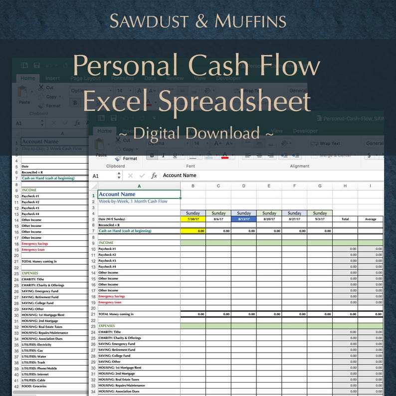 Personal Finance / Cash Tracker / Excel Spreadsheet / Dave Ramsey / Money Management / Budget Planner / Expense Tracker / BONUS Printable image 2