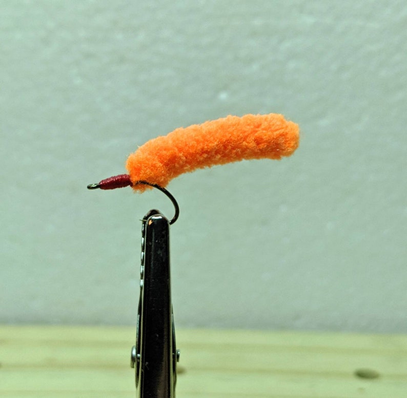 Fly Fishing Flies 12 Beaded Dust Mop Fly Purple color size 10 Barbless Jig