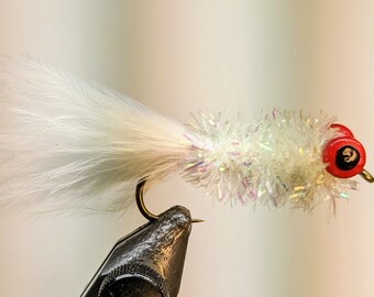 White Sparkle Grub Fly size 8