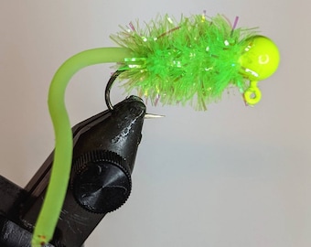 Chartreuse Squirmy Worm Crappie/Bass jig #217  5 per pack 2 sizes available