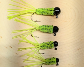 24 Slab Hunter Motor Oil Grub Jigs - Crappie, Panfish, Trout Fishing Lures By Hooked Baits