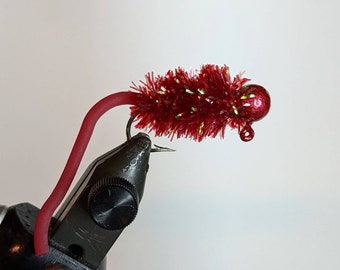 Ruby Red Squirmy Worm Crappie/Bass Jig  #215 5 per pack 2 sizes available