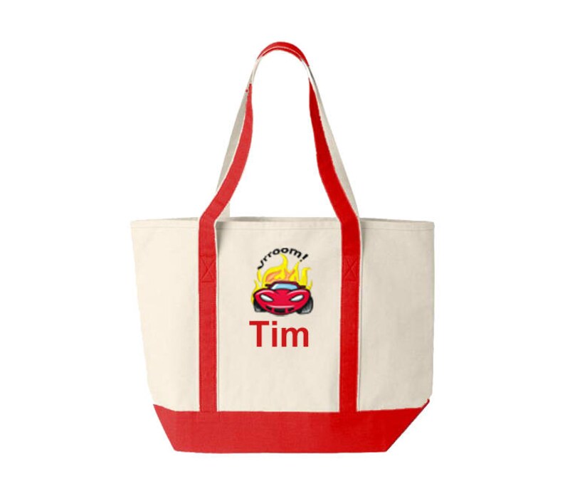 Family Canvas Tote Personalized with Car Embroidery
