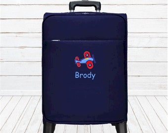 Bagage à main à roulettes pour enfants personnalisé avec broderie avion