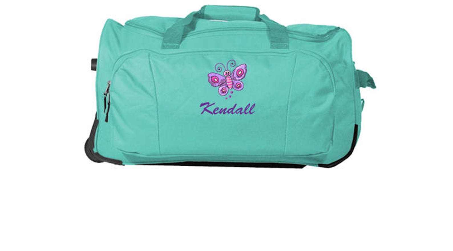 Kids Rolling Duffel Personalized with Girl Embroidery Images Etsy