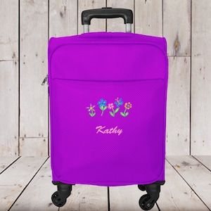 Kinder Kleine Spinner Handgepäck Personalisiert mit Blumen Stickerei