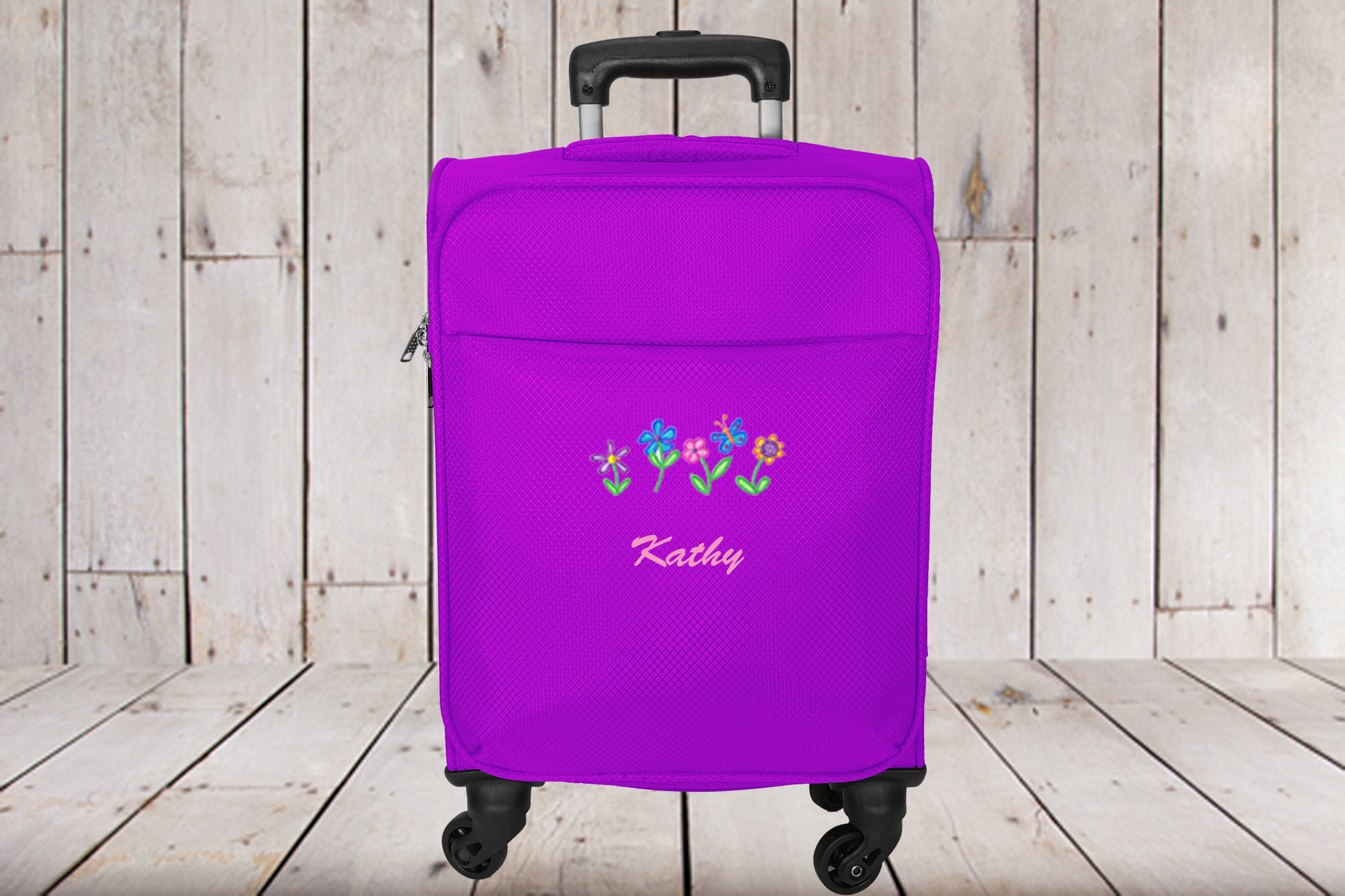 Kids Small Spinner Carry-on Luggage Personalized with Flower Embroidery