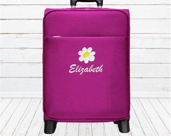 Kids Rolling Carry-on Luggage Personalized with Flower Embroidery