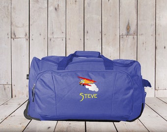 Kids Rolling Duffel Personalized with Airplane Embroidery