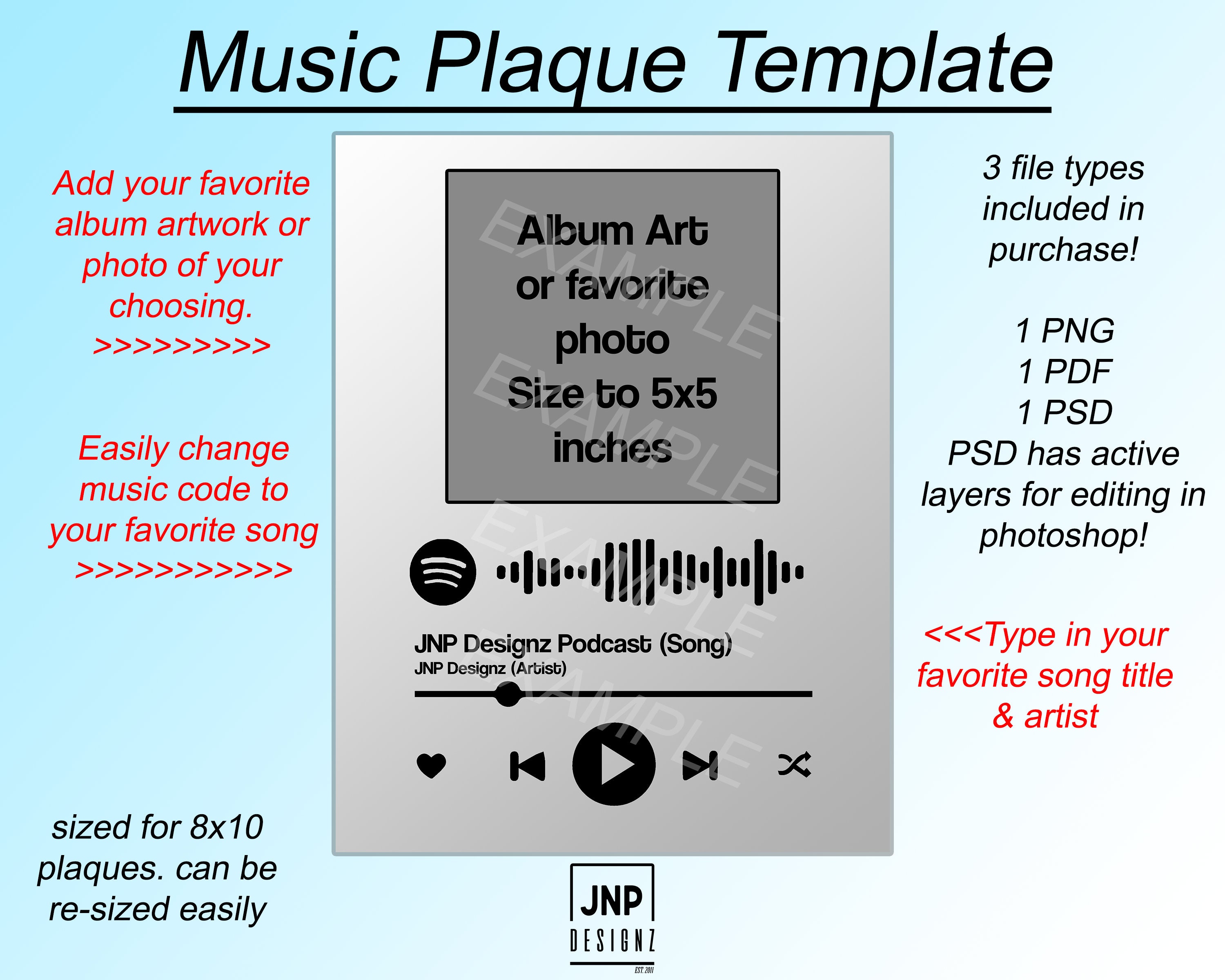 Music Plaque Template PSD. Used for making custom music Etsy