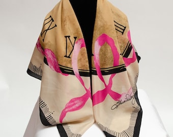Signatur 100 % Seide Schal - Erkennung In der Zeit: Breast Cancer Awareness