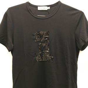 Vintage Emporio Armani black sequined number 1 t-shirt - RARE