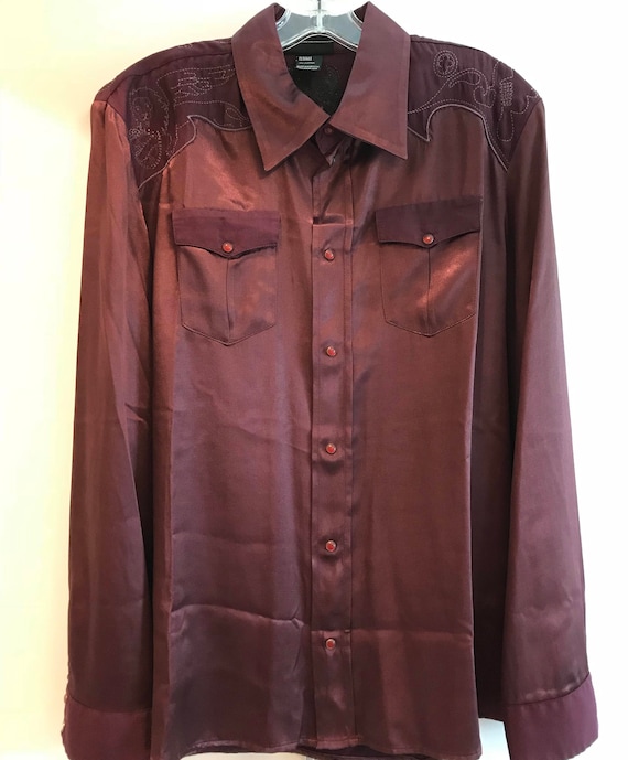 Vintage Diesel Burgundy Satin Western Shirt