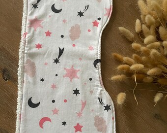 Baby shoulder protector, stars, pink and white