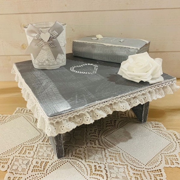 banc, étagère, gris et blanc, shabby