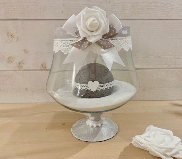 Coupe Shabby et Sa Bougie, Taupe Blanc