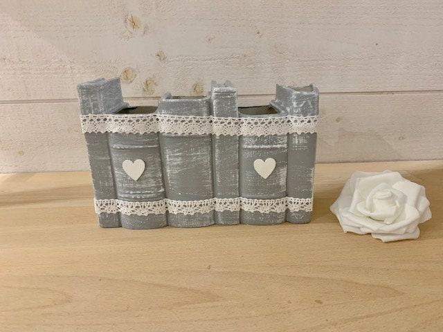 Réservé Pot à Crayons, Livre, Gris Shabby, Vide Poche