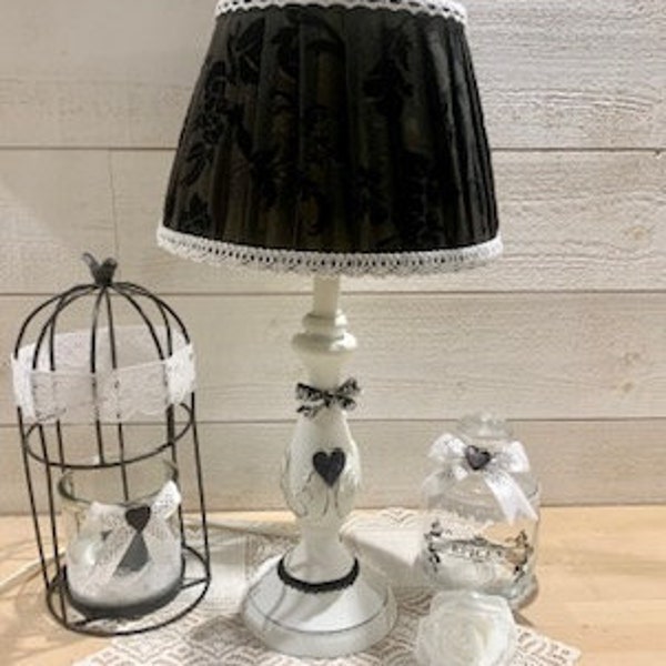 lampe de table, noir et blanc, lampe baroque