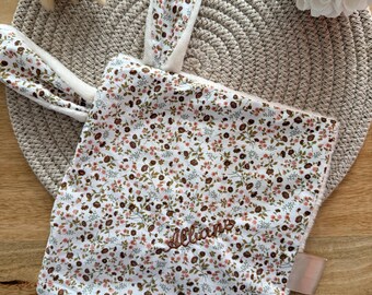 bunny cuddly toy, baby cuddly toy, customizable embroidered cuddly toy