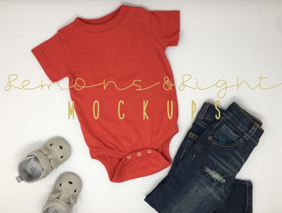 Rabbit Skins Infant Red Bodysuit 4480 Mockup  Mockup Tees