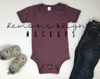 Bella Canvas Infant Triblend Short Sleeve One Piece Mockup Etsy