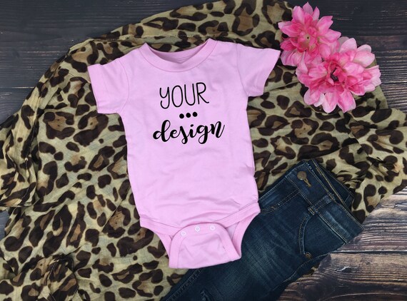 Rabbit Skins Infant Bodysuit Pink 4480 Mockup Tees Rabbit Skins Infant Bodysuit Pink 4480 Mockup Tees