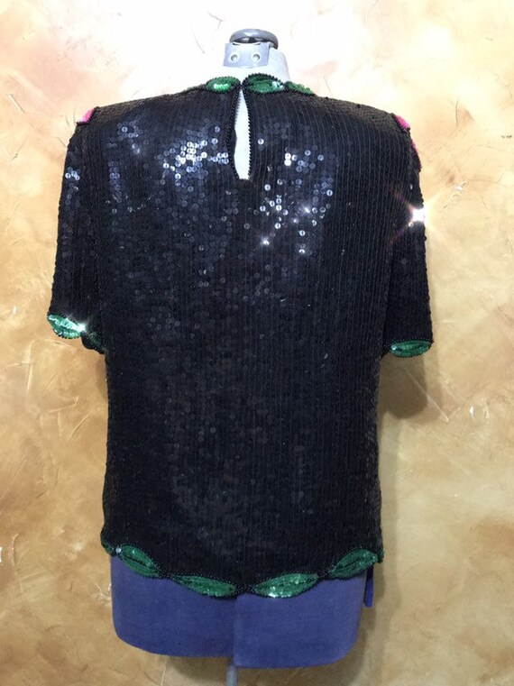 80's Stenay floral sequin top - image 10