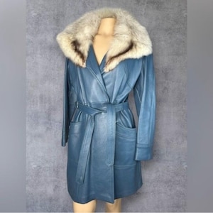 1970’s Vintage Leather and Fox Fur Collar Coat