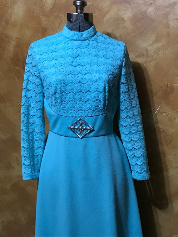 Dreamy blue 1970’s vintage dress - image 6