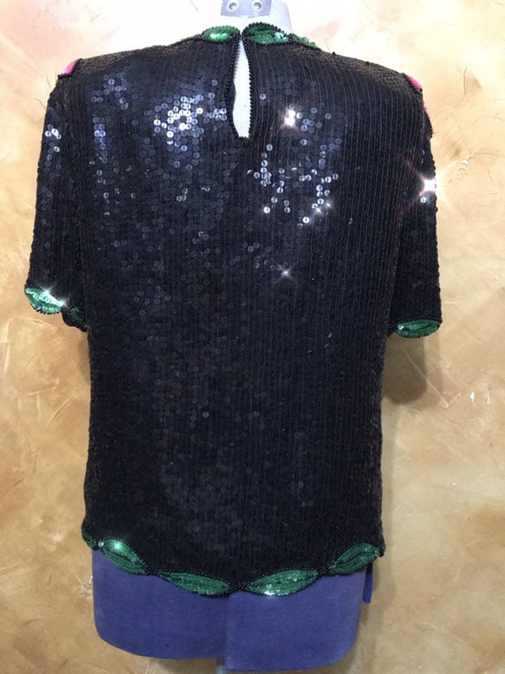 80's Stenay floral sequin top - image 6