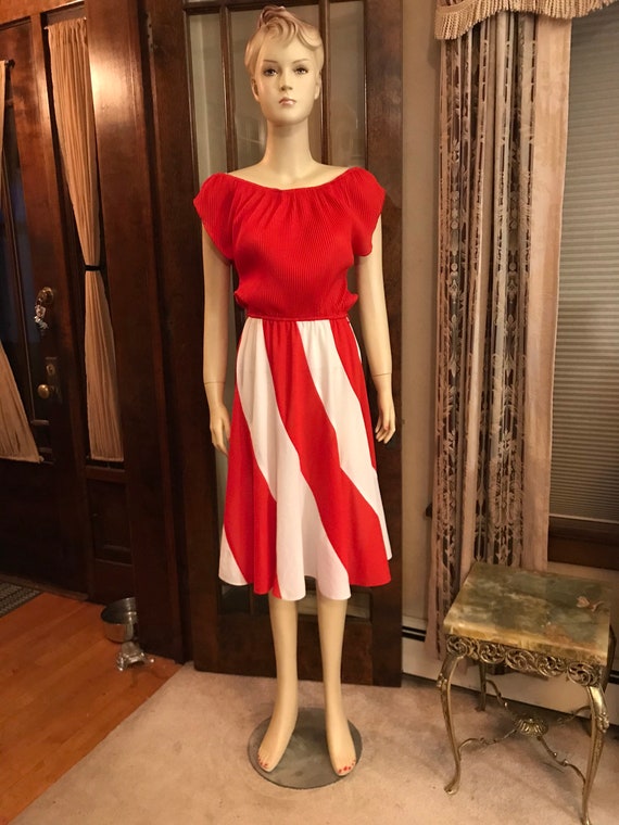 Vintage red and white dress - image 1