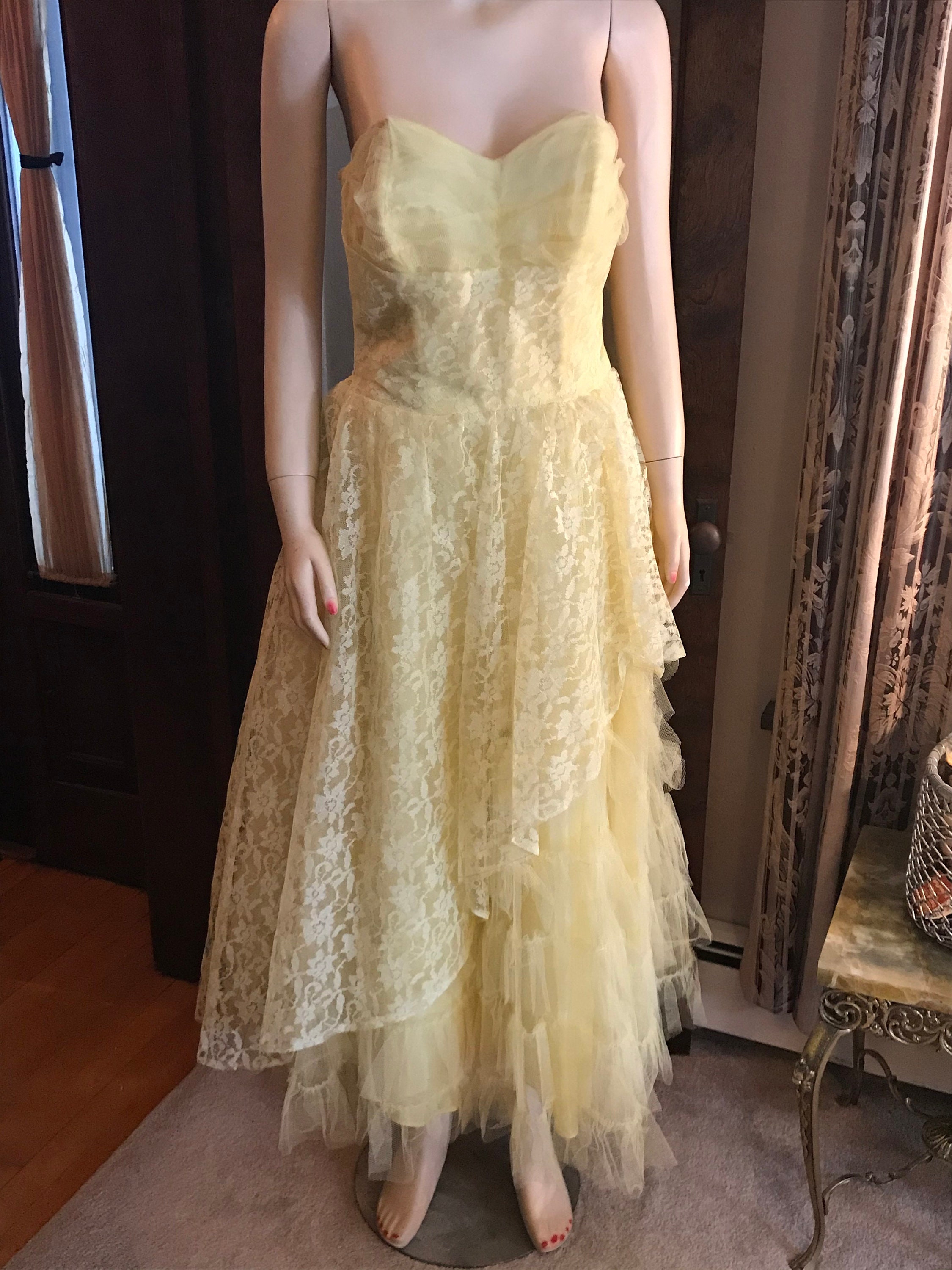 Precious Lemon Yellow 1950's Prom Dress