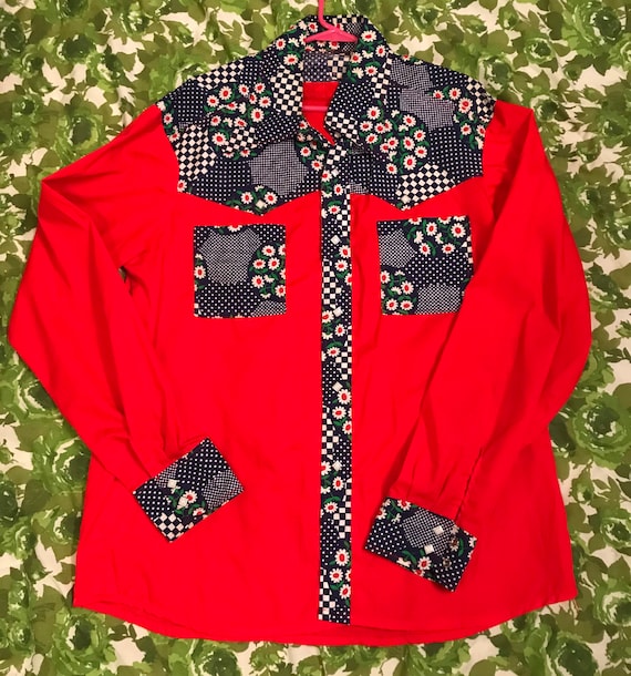 Red And Floral Western Shirt