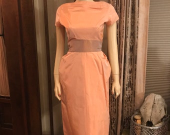 Peachy vintage taffeta dress