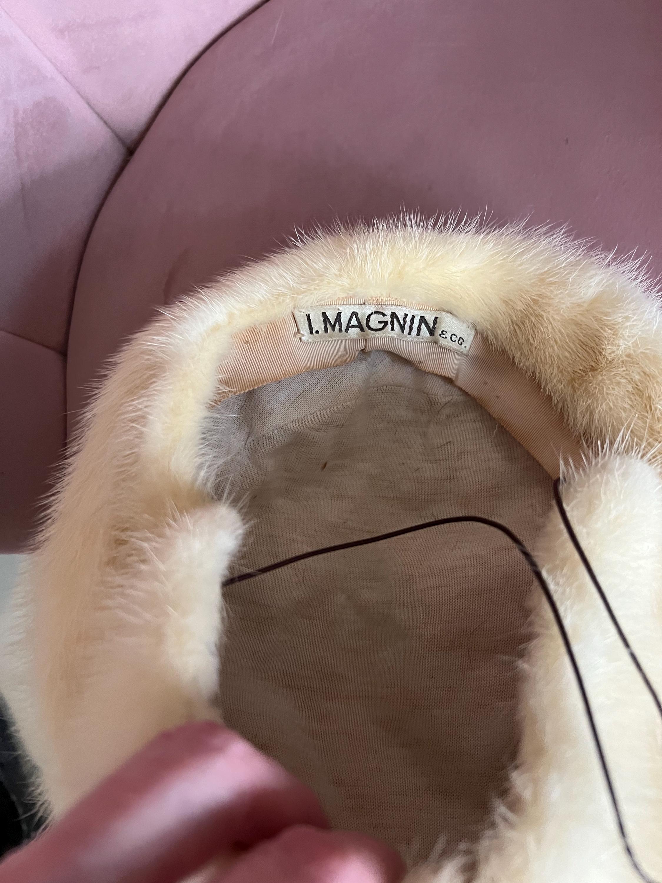 Brown I.MAGNIN AND CO fur hat Mink Fur Hat with Fox Fur Trim – Henig Furs main image 2