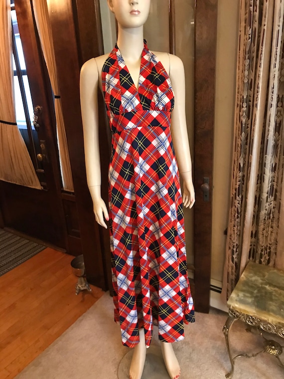 1970’s plaid halter dress