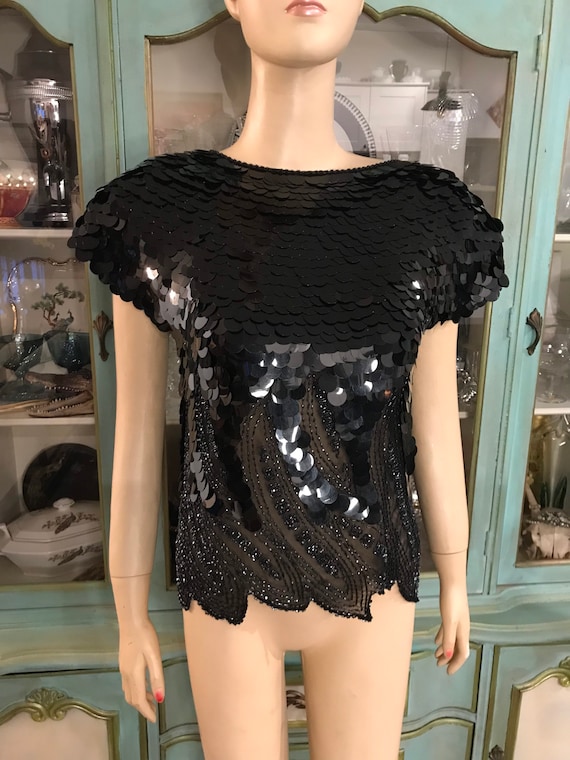 Amazing Sequin And Beaded Top - image 1
