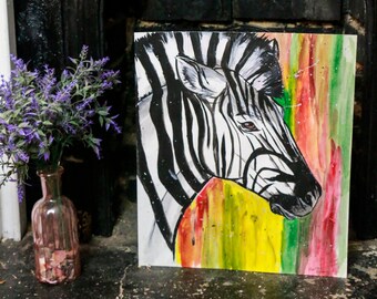 Zebra watercolor print, art print, original art print, zebra art, watercolor art, home decor, zebra decor
